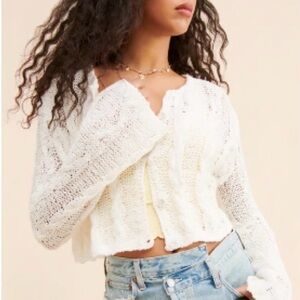 Free People Cream Knit Cardigan